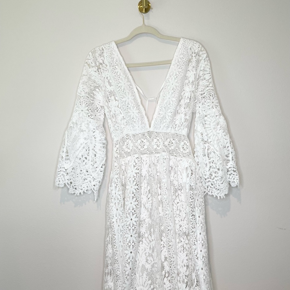 Antica Sartoria Positano lace V neck Italian countryside dress - Italy import - Picture 2 of 16